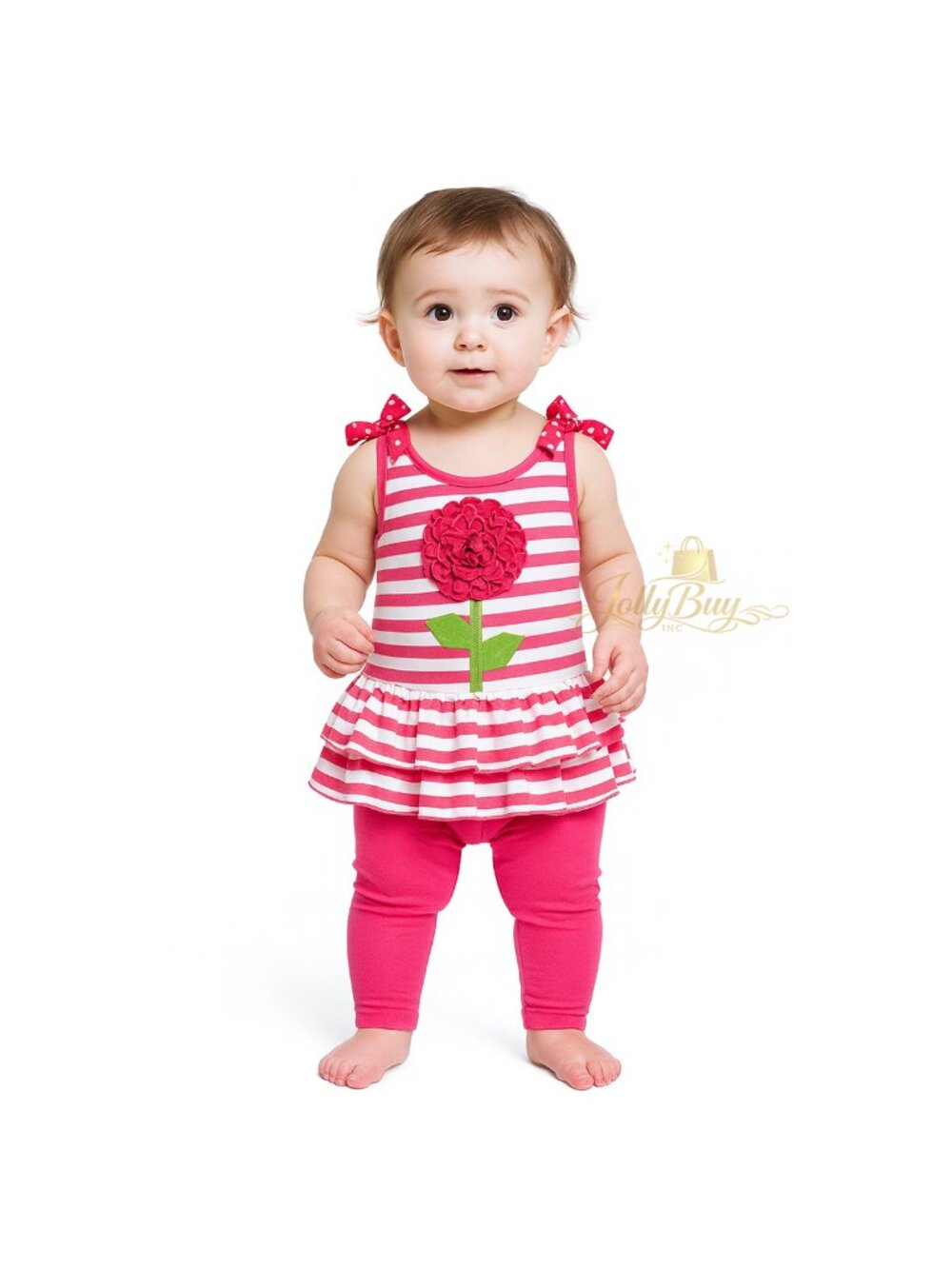 Good Lad 2-Pc Baby Girl Set Flounce Sleeveless Dress & Leggings Pink Size 12M